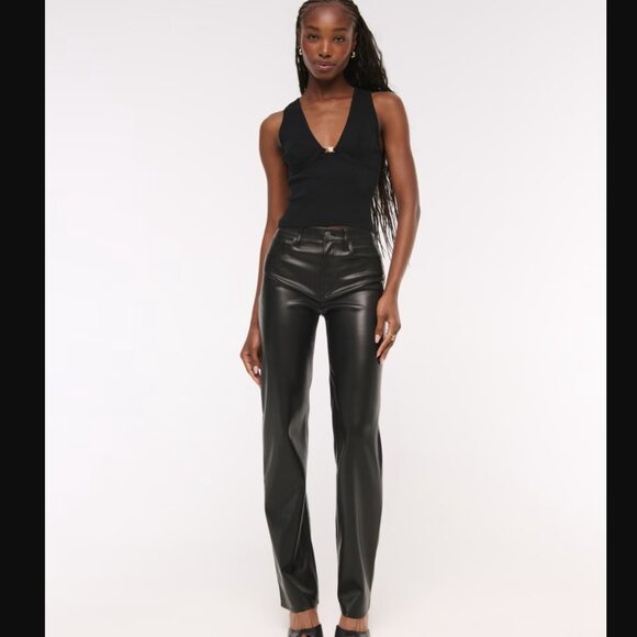 Abercrombie & FitchThe 90s Relaxed High Rise Vegan Leather Pants - Picture 1 of 7